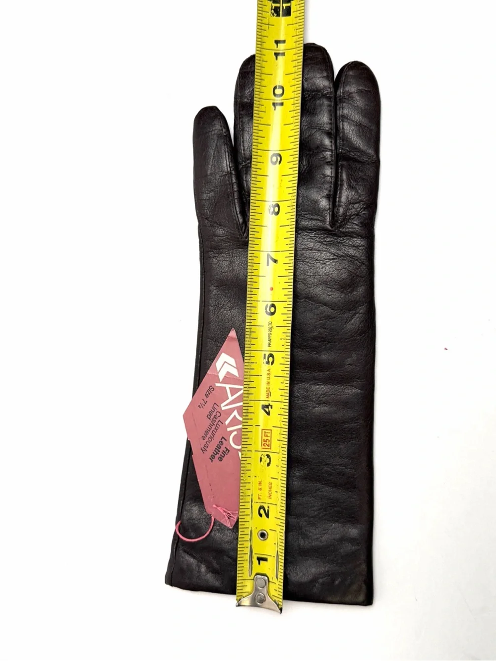 NWT Aris Dark Brown Leather Gloves Cashmere Lined Women’s Size 7.5 Vintage